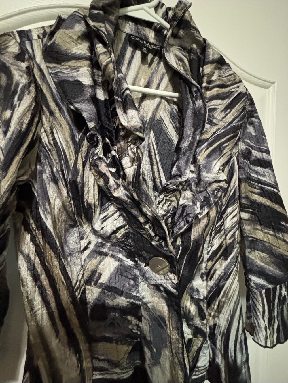 Conrad C Collection Abstract Print Ruffle Jacket | Size 10 - Picture 3 of 6